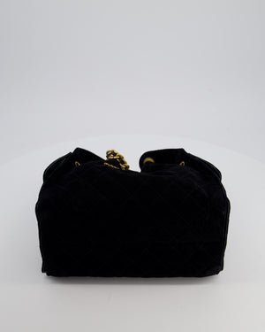 *SUPER RARE* Chanel Black 25 Small Bag in Suede Calfskin Leather with Brushed Gold Hardware