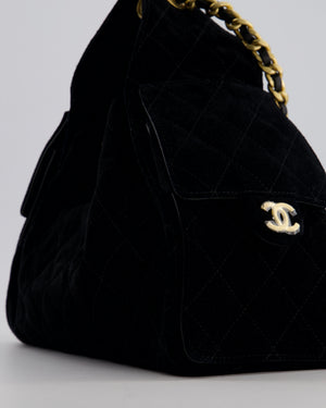 *SUPER RARE* Chanel Black 25 Small Bag in Suede Calfskin Leather with Brushed Gold Hardware