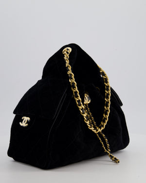 *SUPER RARE* Chanel Black 25 Small Bag in Suede Calfskin Leather with Brushed Gold Hardware