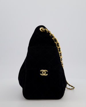 *SUPER RARE* Chanel Black 25 Small Bag in Suede Calfskin Leather with Brushed Gold Hardware