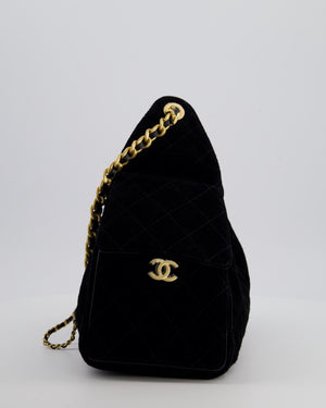 *SUPER RARE* Chanel Black 25 Small Bag in Suede Calfskin Leather with Brushed Gold Hardware