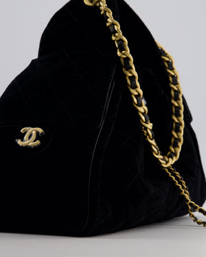 *SUPER RARE* Chanel Black 25 Small Bag in Suede Calfskin Leather with Brushed Gold Hardware