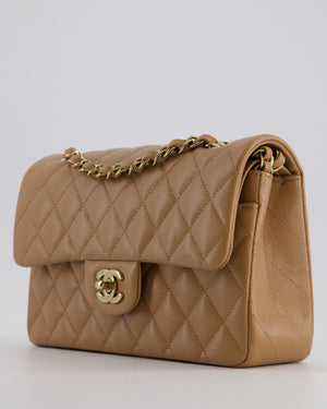 *RARE COLOUR* Chanel Small Classic Double Flap Bag in Chai Caviar Leather with Champagne Gold Hardware