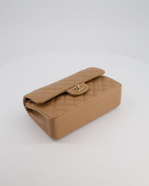 *RARE COLOUR* Chanel Small Classic Double Flap Bag in Chai Caviar Leather with Champagne Gold Hardware