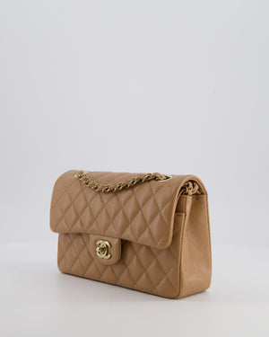 *RARE COLOUR* Chanel Small Classic Double Flap Bag in Chai Caviar Leather with Champagne Gold Hardware