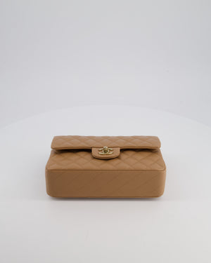 *RARE COLOUR* Chanel Small Classic Double Flap Bag in Chai Caviar Leather with Champagne Gold Hardware