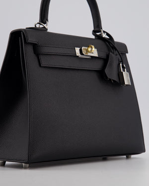 *RARE* Hermès Kelly 25 Sellier Bag in Black Epsom Leather with Electrum Hardware