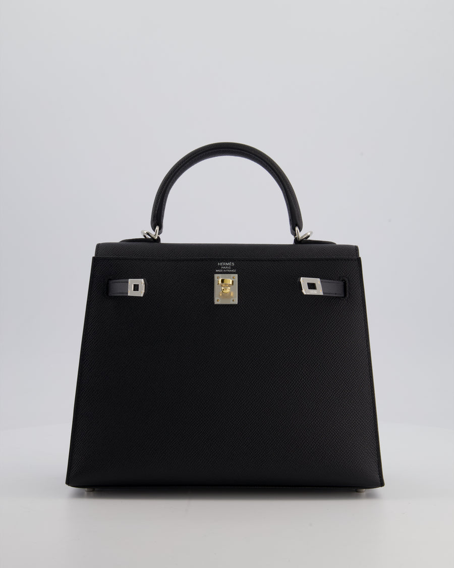 *RARE* Hermès Kelly 25 Sellier Bag in Black Epsom Leather with Electrum Hardware