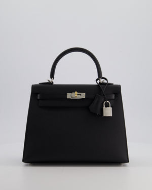 *RARE* Hermès Kelly 25 Sellier Bag in Black Epsom Leather with Electrum Hardware