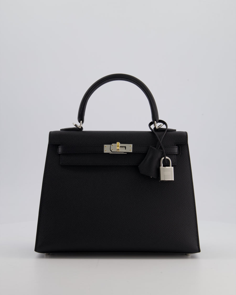 *RARE* Hermès Kelly 25 Sellier Bag in Black Epsom Leather with Electrum Hardware