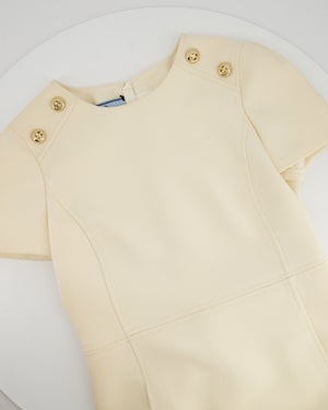 Prada Cream Short Sleeve Midi Dress with Pocket Detail Size IT 44 (UK 12)