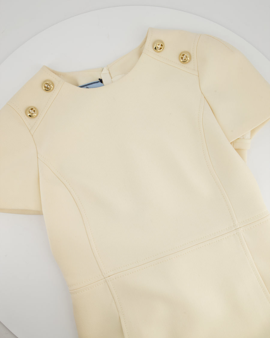 Prada Cream Short Sleeve Midi Dress with Pocket Detail Size IT 44 (UK 12)
