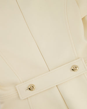 Prada Cream Short Sleeve Midi Dress with Pocket Detail Size IT 44 (UK 12)