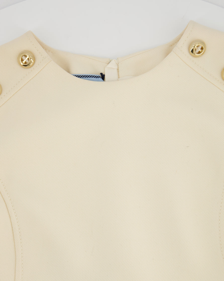 Prada Cream Short Sleeve Midi Dress with Pocket Detail Size IT 44 (UK 12)