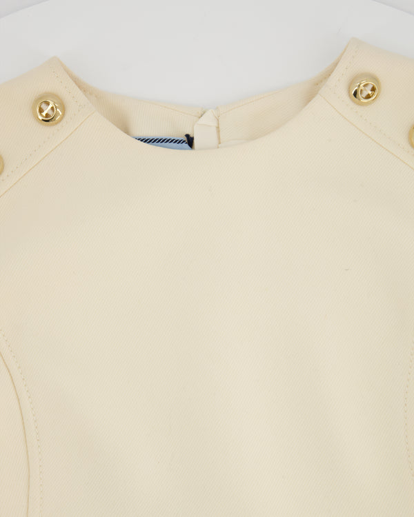 Prada Cream Short Sleeve Midi Dress with Pocket Detail Size IT 44 (UK 12)