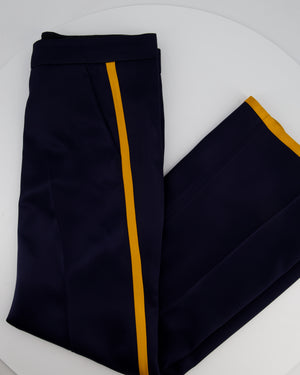 Gucci Navy Mid-Rise Trousers with Orange Stripe Detail Size IT 42 (UK 10)