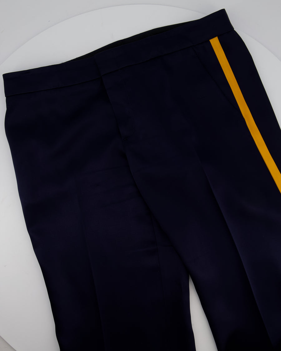 Gucci Navy Mid-Rise Trousers with Orange Stripe Detail Size IT 42 (UK 10)