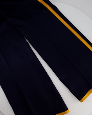 Gucci Navy Mid-Rise Trousers with Orange Stripe Detail Size IT 42 (UK 10)