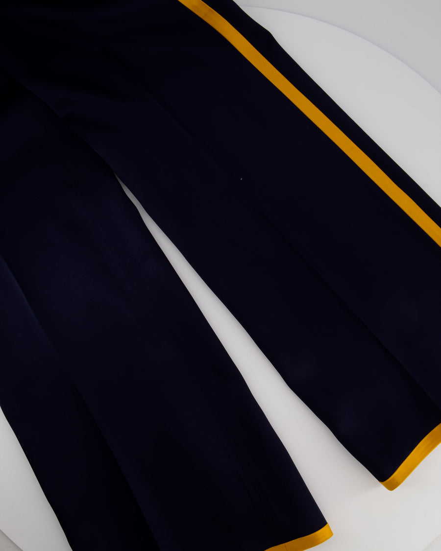 Gucci Navy Mid-Rise Trousers with Orange Stripe Detail Size IT 42 (UK 10)
