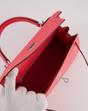 *HOT* Hermès Kelly 25 Sellier Bag in Rose Azalee Epsom Leather with Palladium Hardware