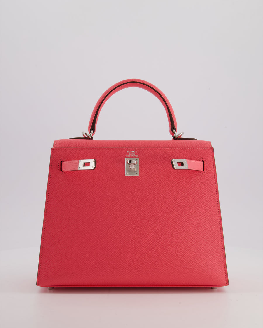 *HOT* Hermès Kelly 25 Sellier Bag in Rose Azalee Epsom Leather with Palladium Hardware