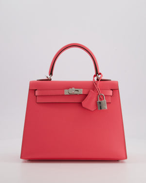 *HOT* Hermès Kelly 25 Sellier Bag in Rose Azalee Epsom Leather with Palladium Hardware