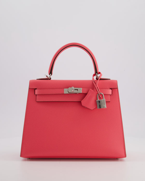 *HOT* Hermès Kelly 25 Sellier Bag in Rose Azalee Epsom Leather with Palladium Hardware