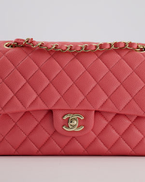*HOT* Chanel Raspbury Classic Medium Double Flap Bag in Iridescent Caviar Leather with Champagne Gold Hardware