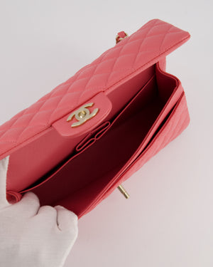 *HOT* Chanel Raspbury Classic Medium Double Flap Bag in Iridescent Caviar Leather with Champagne Gold Hardware
