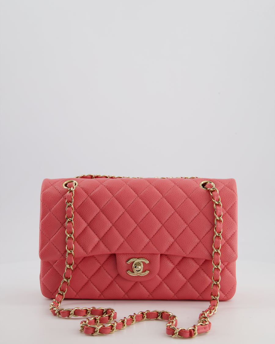 *HOT* Chanel Raspbury Classic Medium Double Flap Bag in Iridescent Caviar Leather with Champagne Gold Hardware