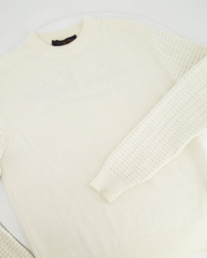 Louis Vuitton White Knit Jumper with Black "Rue de Pont Neuf 2, Paris" Logo Embroidery Size S (UK 8)