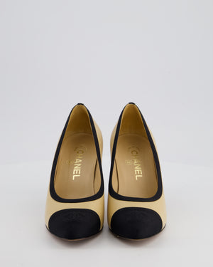 Chanel Beige and Black Pump Heels with CC Logo Detail Size EU 36C