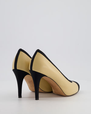 Chanel Beige and Black Pump Heels with CC Logo Detail Size EU 36C