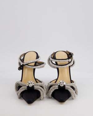 Mach & Mach Black Double Bow Satin Crystal Heels Size EU 36 RRP £880