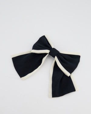 Chanel Black & White Bow Hair Clip with Logo Detail