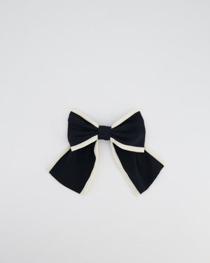 Chanel Black & White Bow Hair Clip with Logo Detail