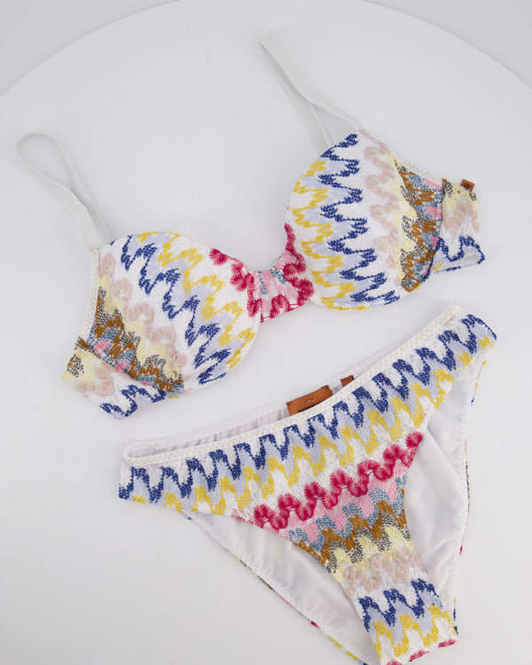 Missoni White and Multicolour Crochet Bikini Set Size IT 42/48 (UK 10/16)