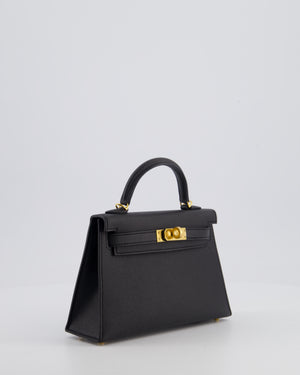 *HOT* Hermès Mini Kelly II 20 Bag In Noir Epsom Leather with Gold Hardware