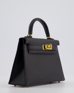 *HOT* Hermès Mini Kelly II 20 Bag In Noir Epsom Leather with Gold Hardware