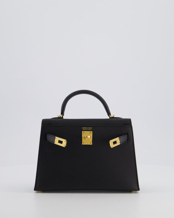 *HOT* Hermès Mini Kelly II 20 Bag In Noir Epsom Leather with Gold Hardware