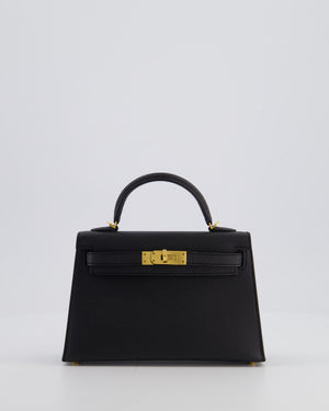 *HOT* Hermès Mini Kelly II 20 Bag In Noir Epsom Leather with Gold Hardware