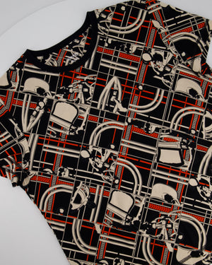 Hermès En Desordre et Chaines Black, Red, and Cream Chain T-Shirt Size FR 40 (UK 12)
