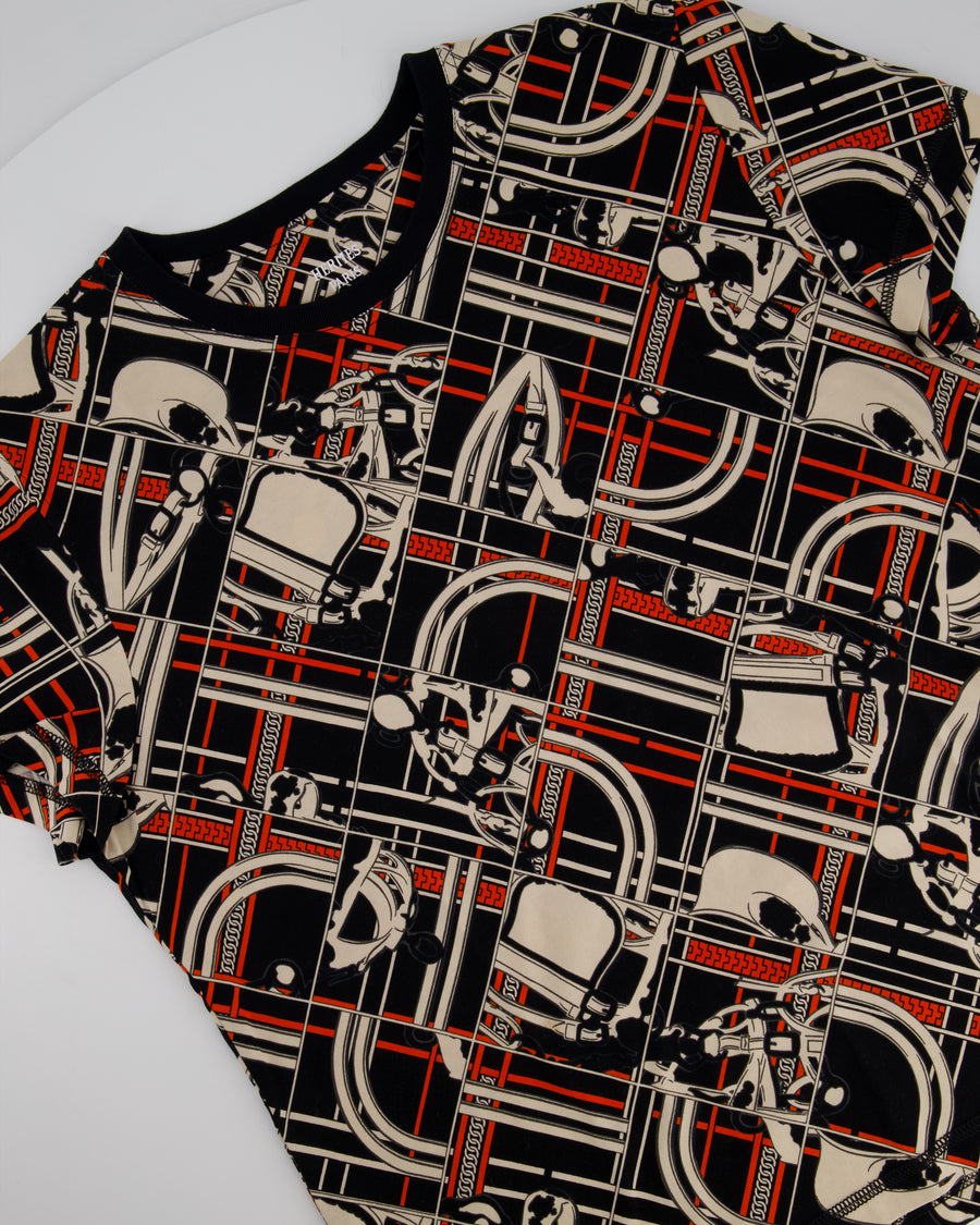 Hermès En Desordre et Chaines Black, Red, and Cream Chain T-Shirt Size FR 40 (UK 12)