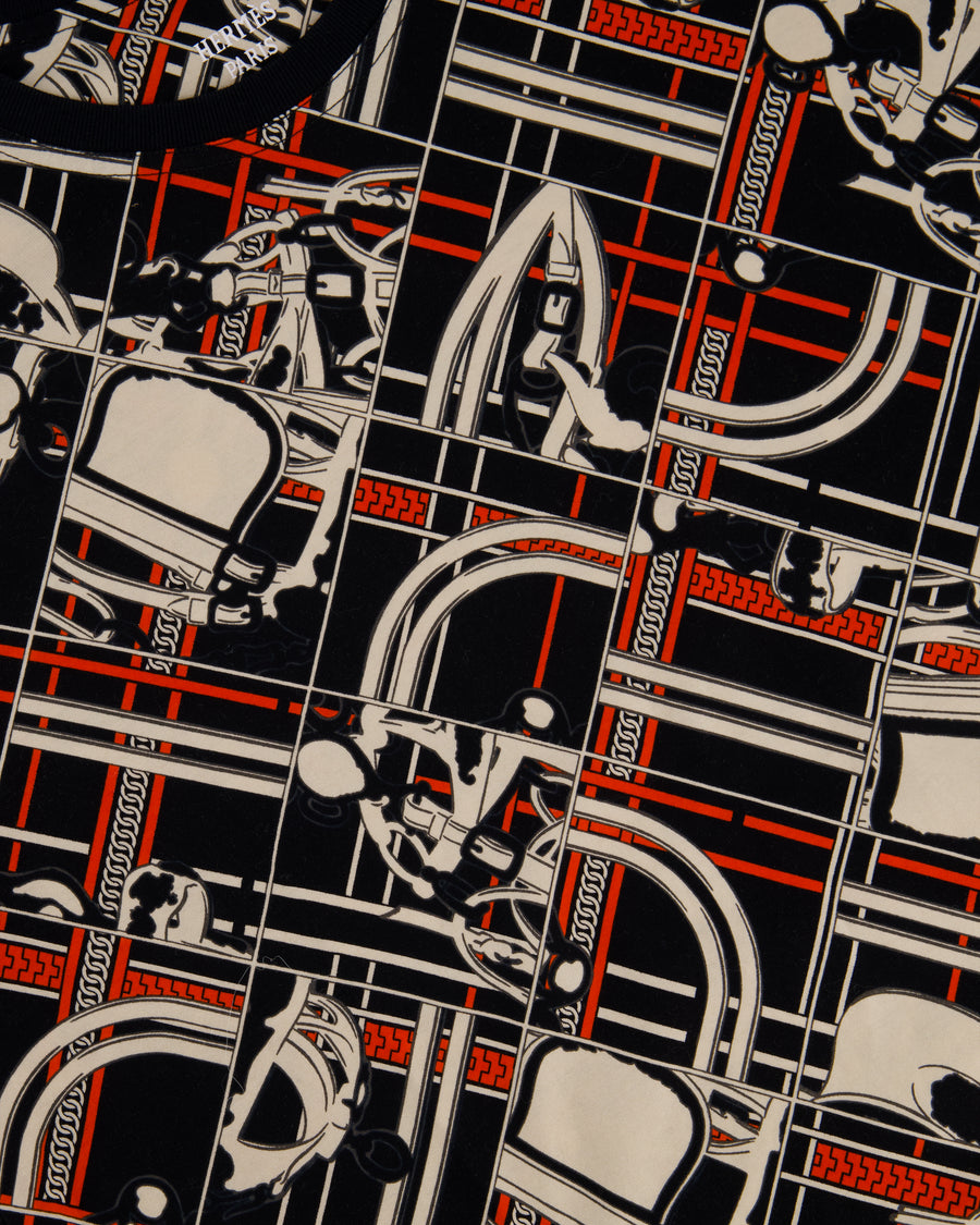 Hermès En Desordre et Chaines Black, Red, and Cream Chain T-Shirt Size FR 40 (UK 12)