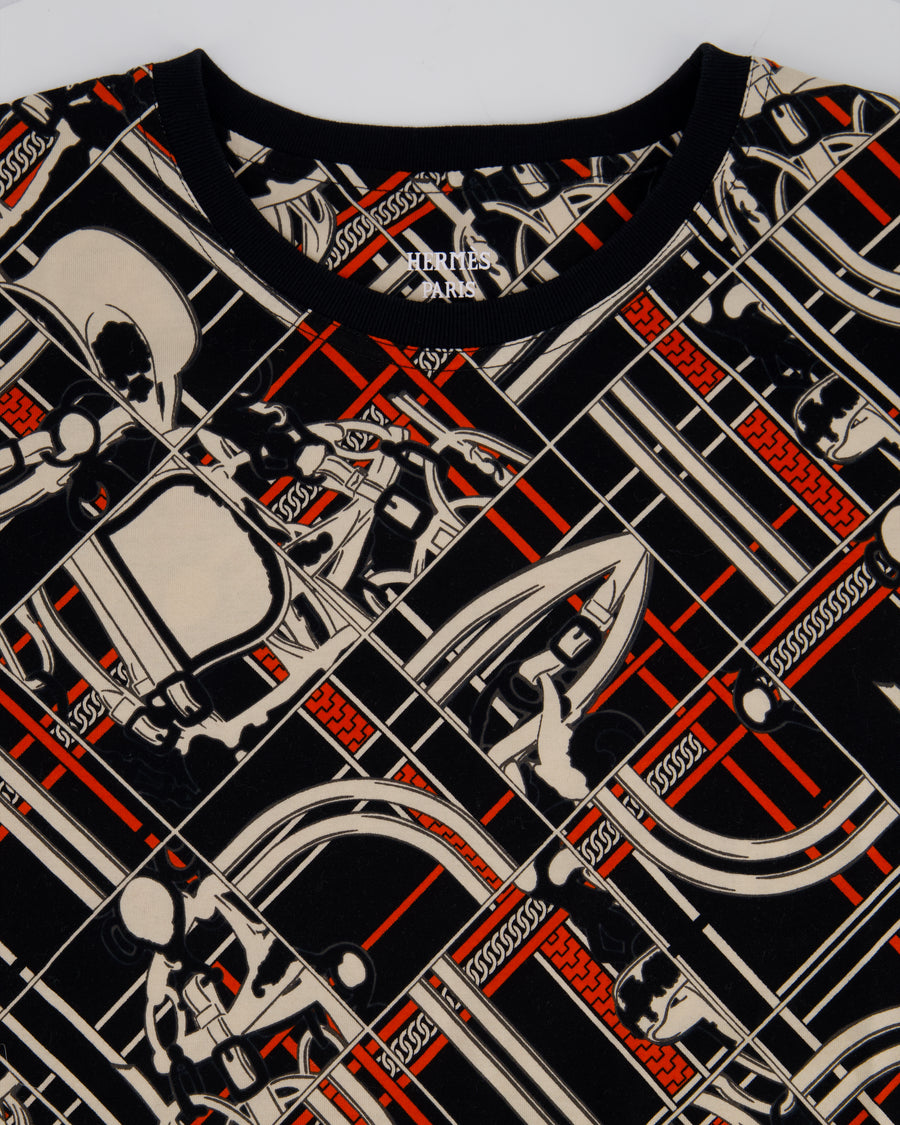 Hermès En Desordre et Chaines Black, Red, and Cream Chain T-Shirt Size FR 40 (UK 12)