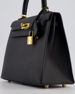 *HOT* Hermès Kelly 25 Sellier Bag in Noir Epsom Leather with Gold Hardware