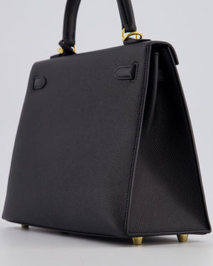 *HOT* Hermès Kelly 25 Sellier Bag in Noir Epsom Leather with Gold Hardware
