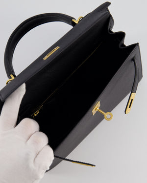 *HOT* Hermès Kelly 25 Sellier Bag in Noir Epsom Leather with Gold Hardware