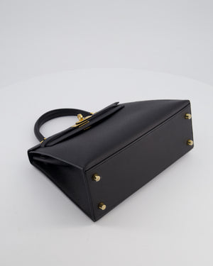 *HOT* Hermès Kelly 25 Sellier Bag in Noir Epsom Leather with Gold Hardware