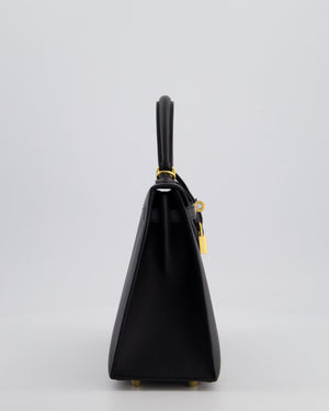 *HOT* Hermès Kelly 25 Sellier Bag in Noir Epsom Leather with Gold Hardware